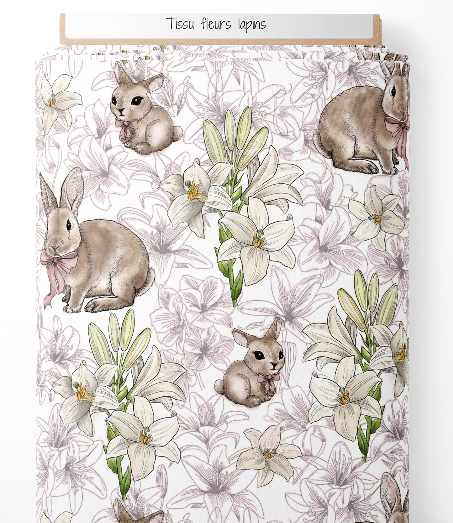 Tissu - Fleurs lapins