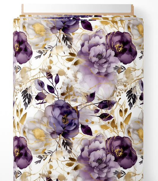 Tissu - Fleurs violettes